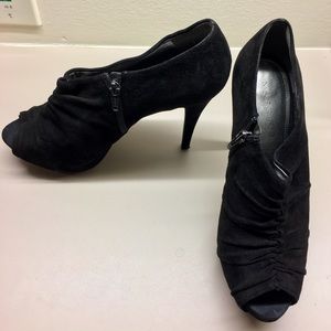 Marc Fisher Black Peep Toe Suede Heels